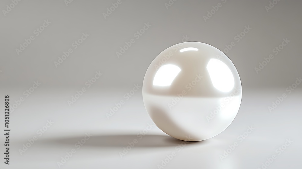 Poster a glossy white sphere casting a soft shadow on a smooth surface.