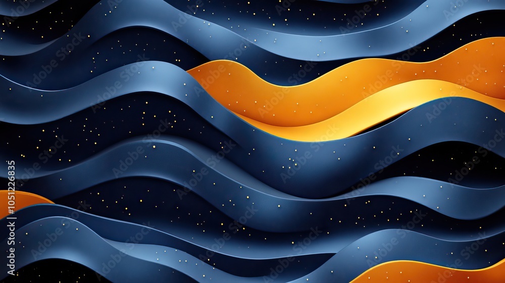 Fototapete seamless abstract pattern with dynamic blue and yellow shapes, creating modern for designs, perfect 