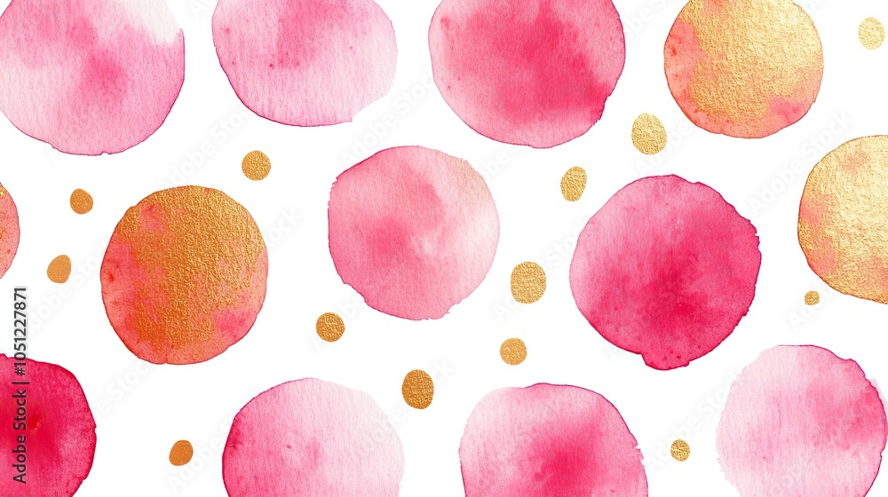 Aufkleber seamless pink and gold polk dot pattern on white background for feminine design projects.image