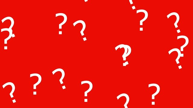 Animated kinetic moving question mark marks background moving text graphic