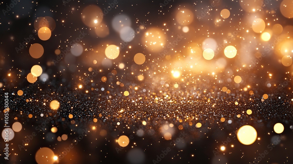 Aufkleber shimmering silver and gold background filled with bokeh lights and fireworks for festive feel.image