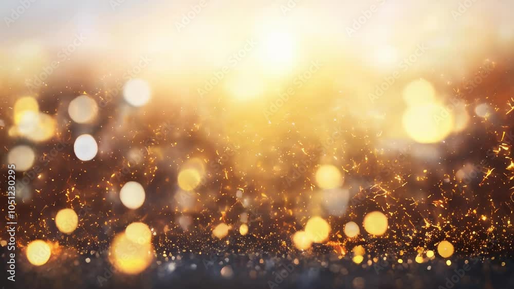 Poster a bright and festive background of golden sparkling bokeh lights, creating a warm and inviting atmos