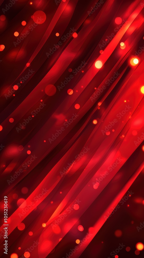 Poster a red background with a red line and red dots