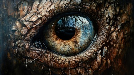 Fototapeta premium A Close-Up of a Reptilian Eye: A Detailed and Intriguing Artwork
