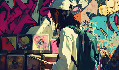 Naklejka premium Teen and Family Shopping Adventures in Vibrant Markets and Urban Settings, Candid Moments in Diverse Locations