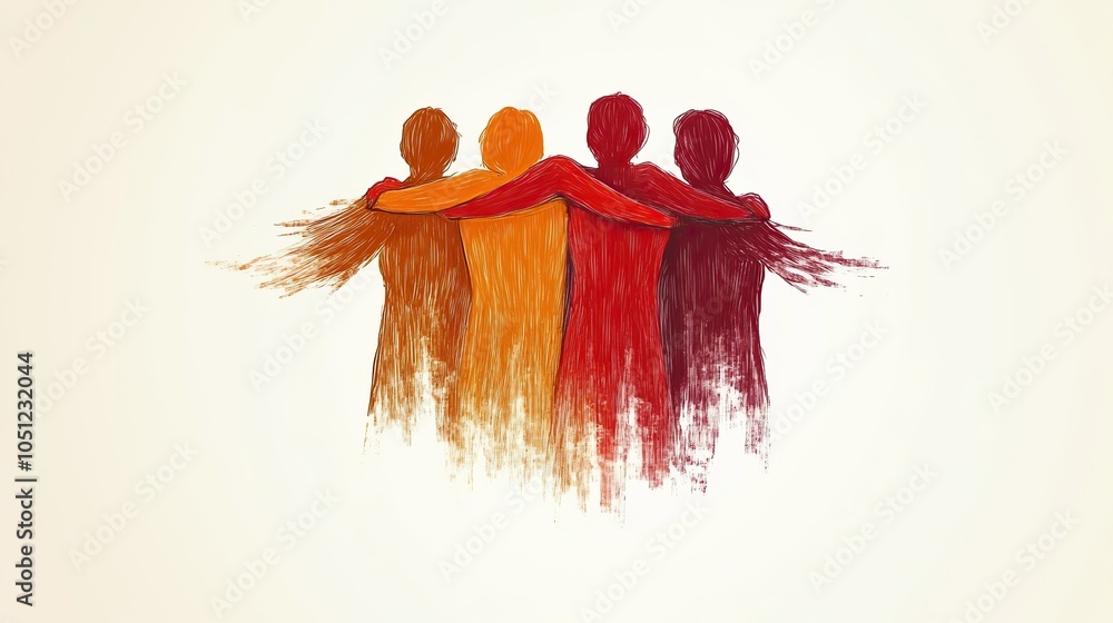 Aufkleber simple one-line drawing of team members huddled together from top view, symbolizing teamwork on whit