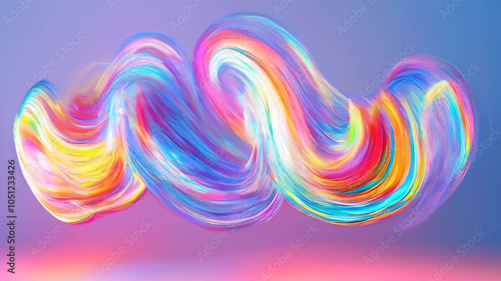 Poster dynamic waves of colorful light streaks on a gradient background, creating an energetic and futurist