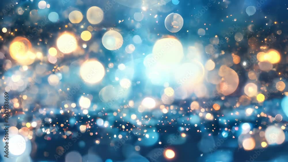 Aufkleber abstract display of soft bokeh lights in blue and gold hues, creating a dreamy and festive atmospher