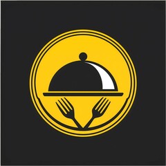 Fototapeta premium Yellow Emblem Restaurant Logo