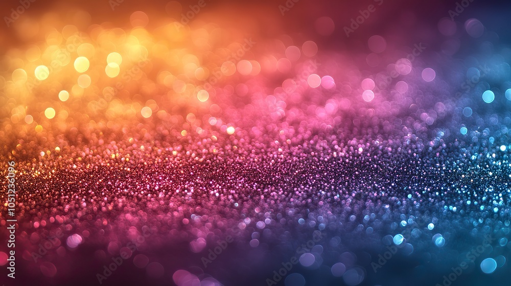 Poster soft pastel rainbow glitter background, creating dreamy and sparkling atmosphere.image