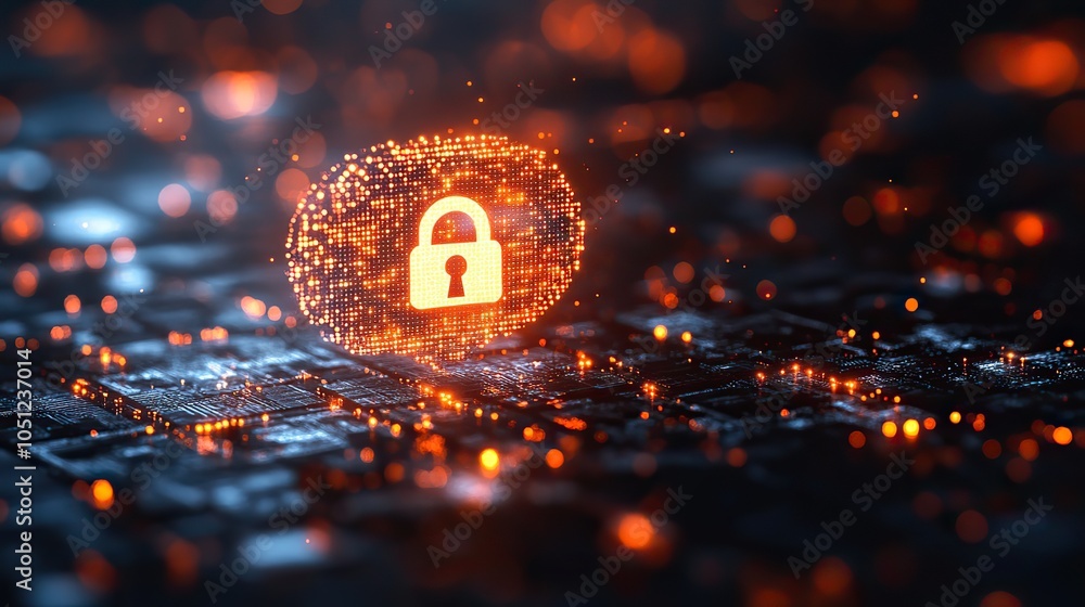 Poster speech bubble with padlock icon, symbolizing digital security and privacy.image