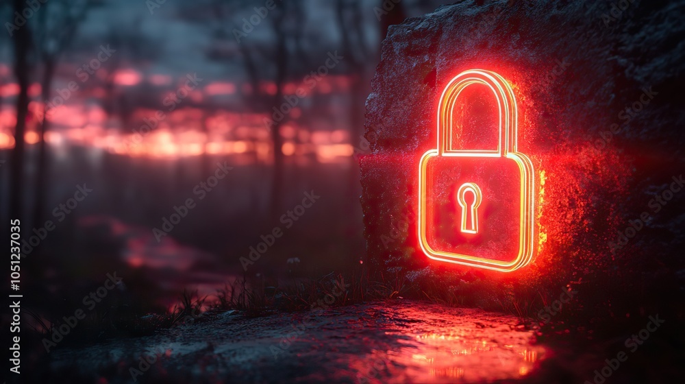 Poster speech bubble with padlock icon, symbolizing digital security and privacy.stock photo