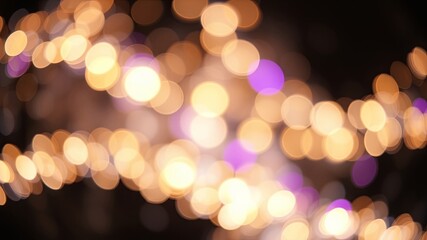 Obraz premium A tapestry of blurred lights, with warm yellow and cool purple orbs, creates a mesmerizing visual experience.