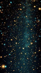 A starry night sky with a blue and yellow glow