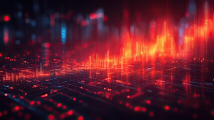 Obraz premium stock chart with arrows and houses, showing an upward trend, symbolizing real estate value growth and market success.