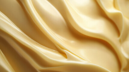 Fototapeta premium Golden satin fabric with soft, flowing folds and shiny texture