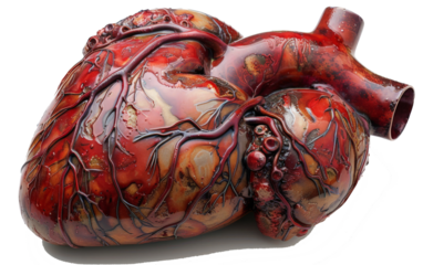 Model simulation heart blood vessels transparent background