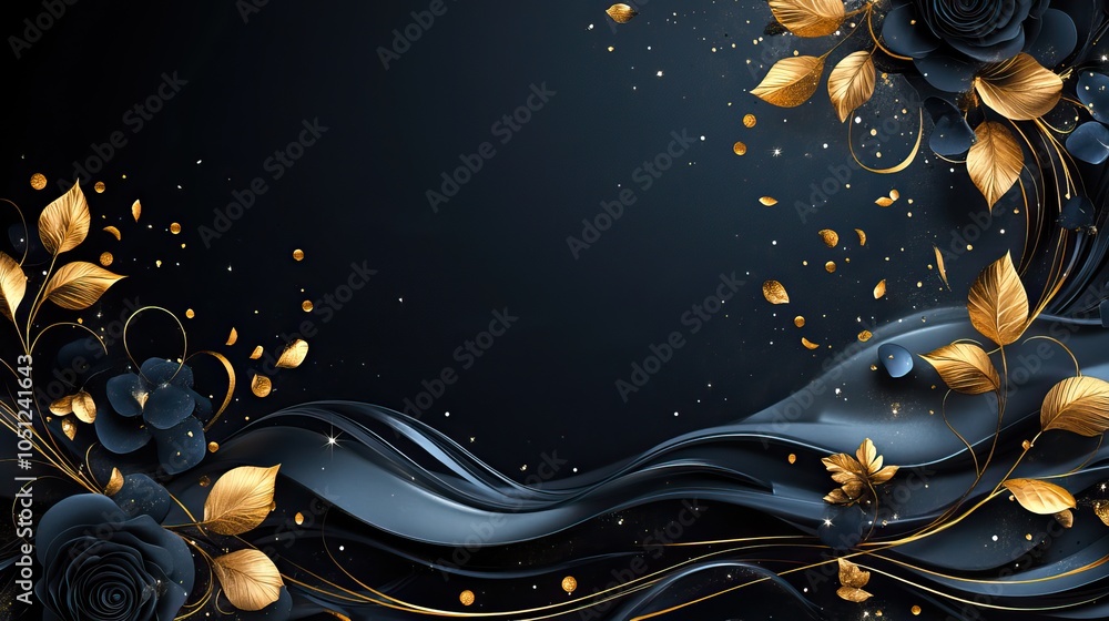 Poster stylish design featuring gold borders and spirals, creating an elegant backdrop.image