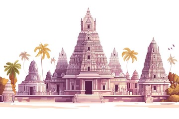 Obraz premium Angkor Wat World famous buildings illustration.