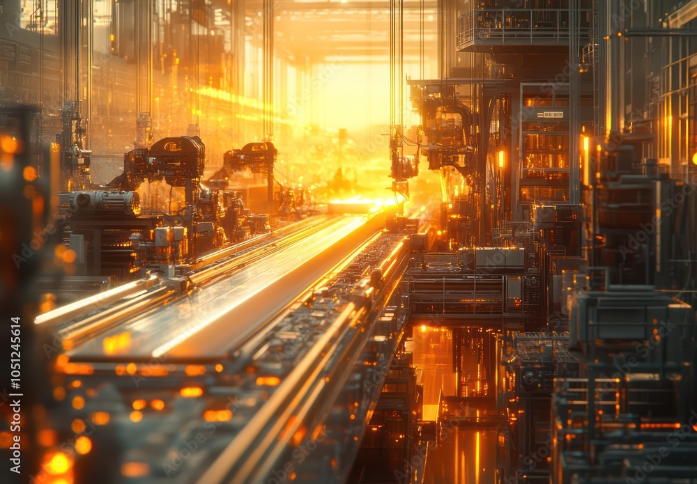 Aufkleber modern industrial factory with robotics and automation