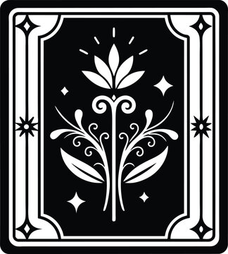 A black and white vector  of a gate with a gate that flwer