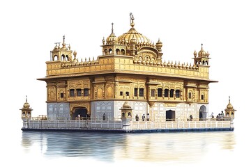 Obraz premium Beautiful view of Golden temple in Amritsar.