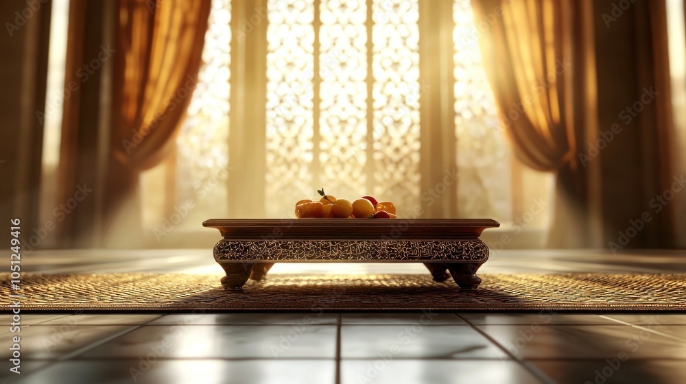 Aufkleber a serene blank mockup background depicting hqscale with warm light and elegant design elements