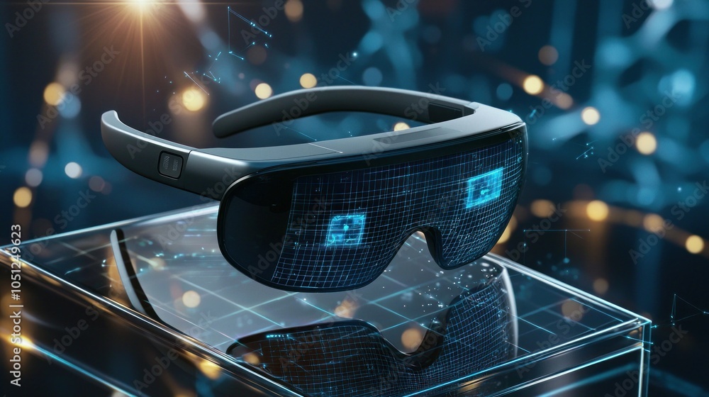Poster innovative blank augmented reality glasses mockup displaying advanced technology in high-quality for
