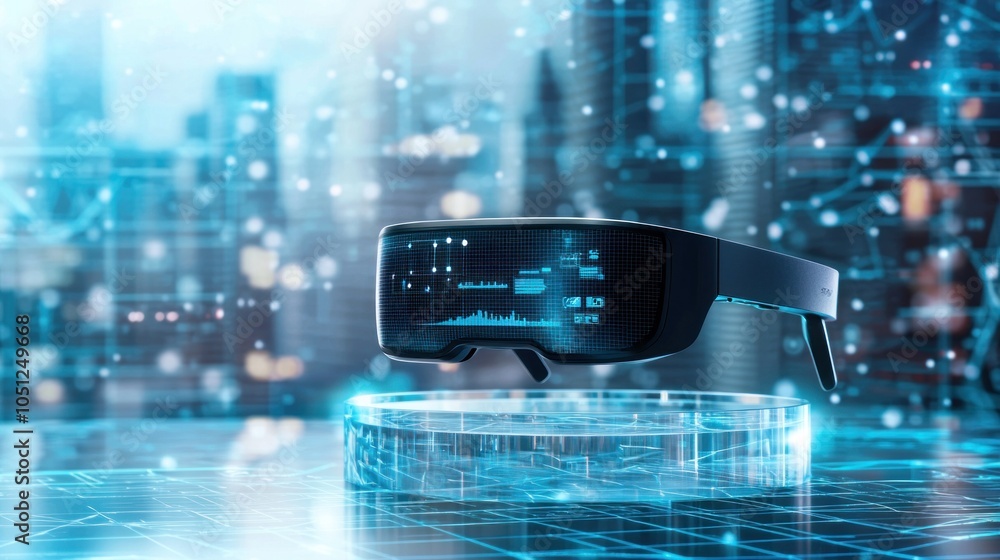 Aufkleber innovative blank augmented reality glasses mockup displaying futuristic user interface in high-resol
