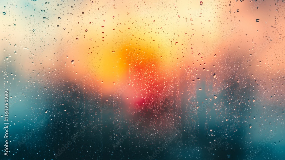 Poster abstract raindrops pattern on window with subtle colors