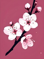 Fototapeta premium Minimalistic abstract illustration of cherry blossoms
