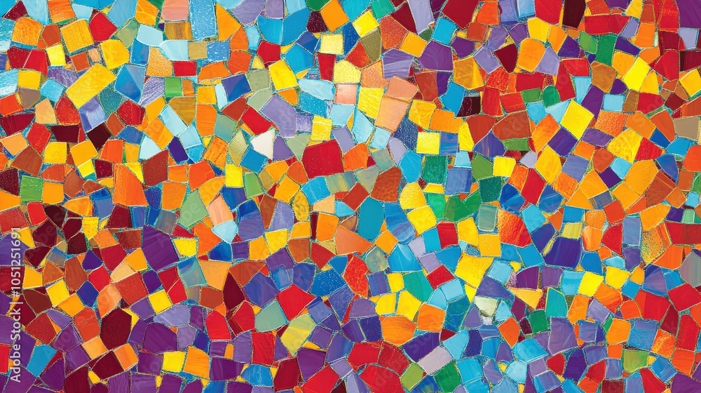 Aufkleber a lively mosaic background composed of colorful tiles in various sizes and shapes.