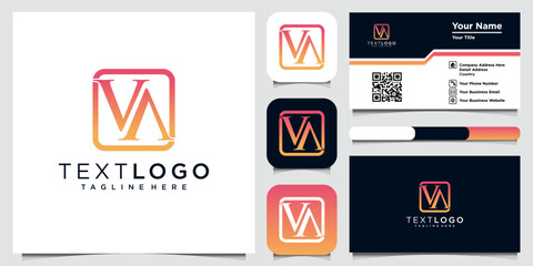 Initial Letter V, A Logo with business card design template