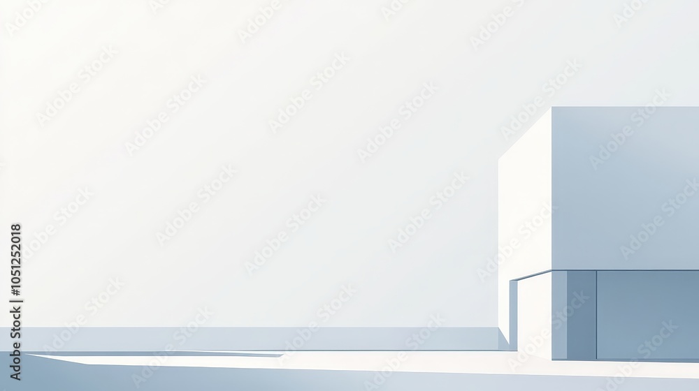 Poster a minimalist architectural background featuring a simple outline of a building against a soft grey s