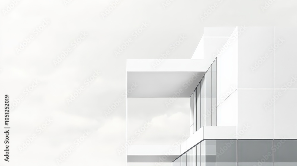 Poster a minimalist architectural background featuring a simple outline of a building against a soft grey s