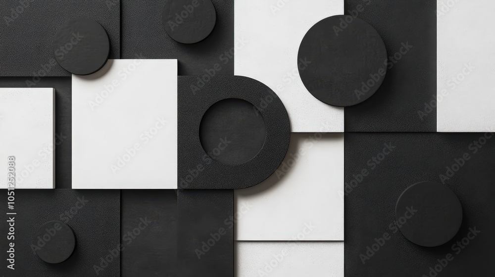 Poster a minimalist background composed of simple geometric shapes in a monochrome palette.