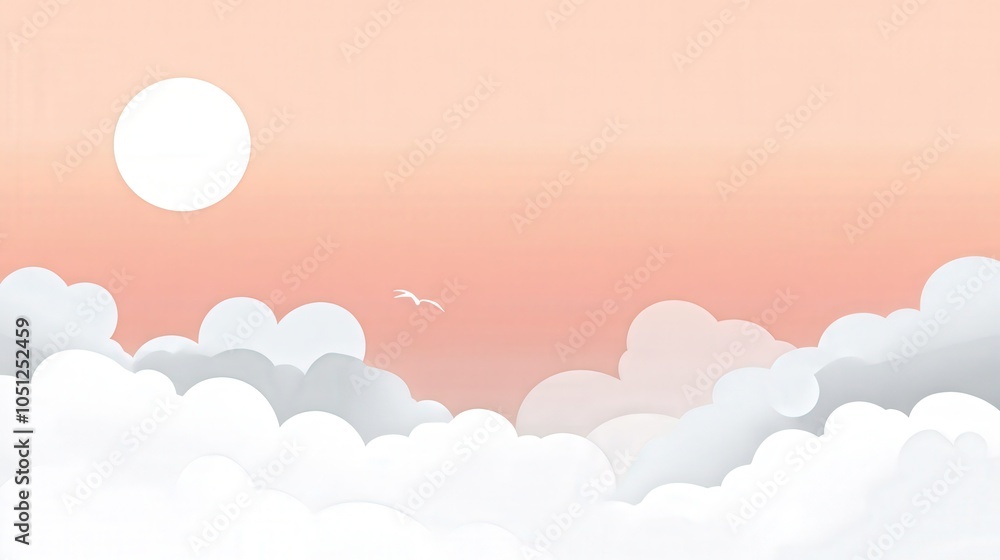 Poster a minimalist background depicting a soft cloudscape in muted colors.