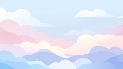 Obraz premium A minimalist background depicting a soft, cloudy sky in pastel hues.