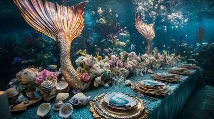 Beneath the waves an underwater dining experience with mermaids