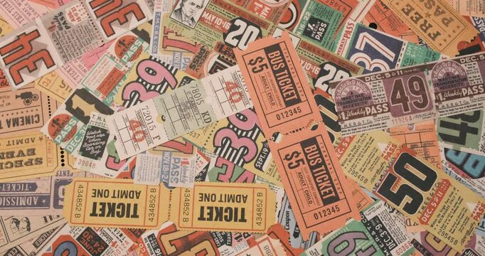 vintage tickets from around the world, theater, movie, concerts, transport, boarding passes, hotel reception cards and other documents