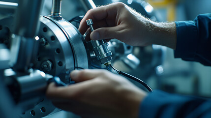 A man is working on a machine with his hands 2