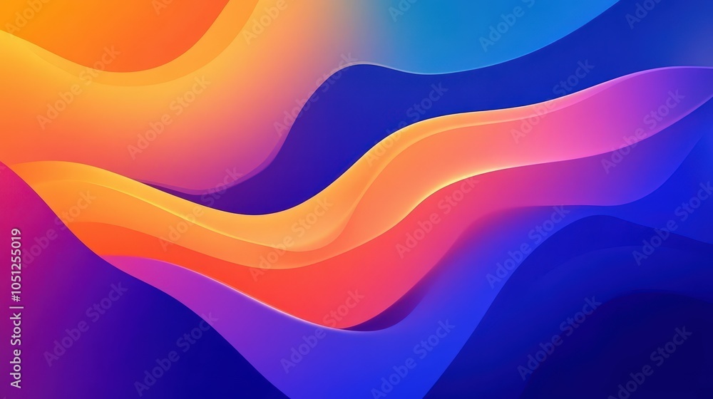 Poster a vibrant gradient background transitioning from deep blue to bright orange.