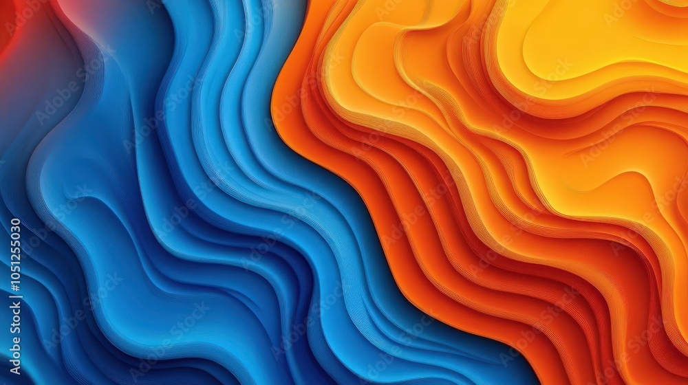 Poster a vibrant gradient background transitioning from deep blue to bright orange.