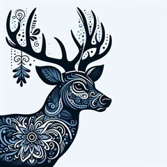 Obraz premium Merry Christmas beautiful reindeer background. Merry Christmas vintage reindeer, snow and winter elements background. Smooth JPEG version.
