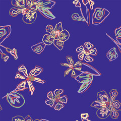 Blue Abstract Floral Seamless Pattern Design