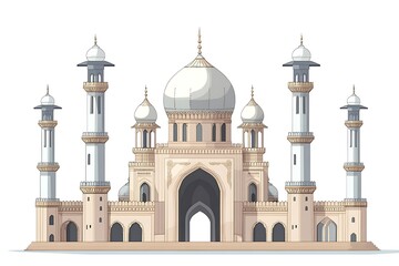 Obraz premium Taj Mahal on white background. 3d illustration.