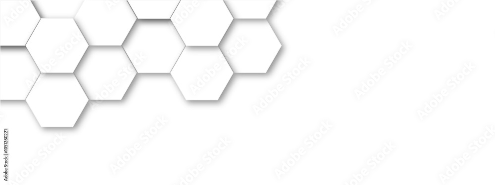 Poster vector technology background with hexagon concept design. embossed hexagon , honeycomb white shadow.