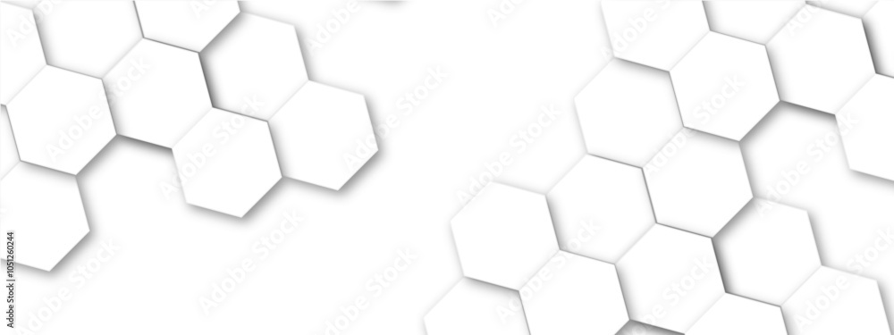 Poster abstract white soft hexagon concept design abstract technology background vector. white 3d futuristi