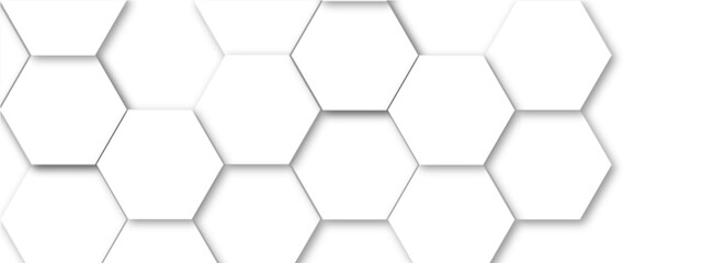 Vector technology background with hexagon concept design. Embossed Hexagon , honeycomb white shadow. Luxury White 3D futuristic honeycomb mosaic white background.
