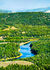 View of the Snake River from Signal Mountain in Grand Teton National Park, Wyoming, United States